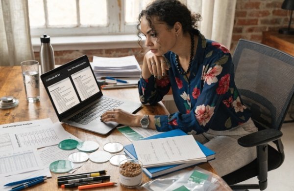 DTC brand founder or team feeling stress while reviewing California SB 54 and New York packaging law requirements for 2026