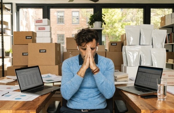 DTC skincare or supplement founder stressed by high MOQ packaging forcing large upfront orders that tie up cash