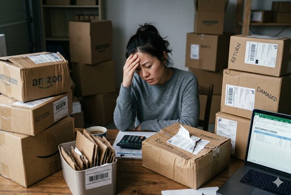 Frustrated DTC founder or customer dealing with basic mismatched or damaged packaging leading to returns