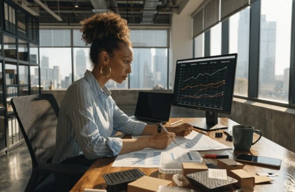 Stressed DTC operations manager looking at rising cost charts due to new EU EPR fees and compliance requirements