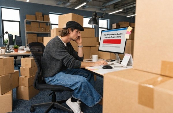 DTC brand founder feeling trapped by high MOQ packaging quotes that force large upfront orders