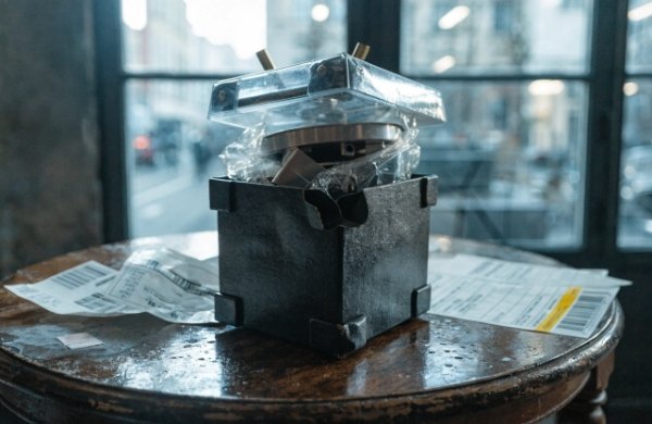 Magnetic closure box damaged in transit with lid open and product exposed