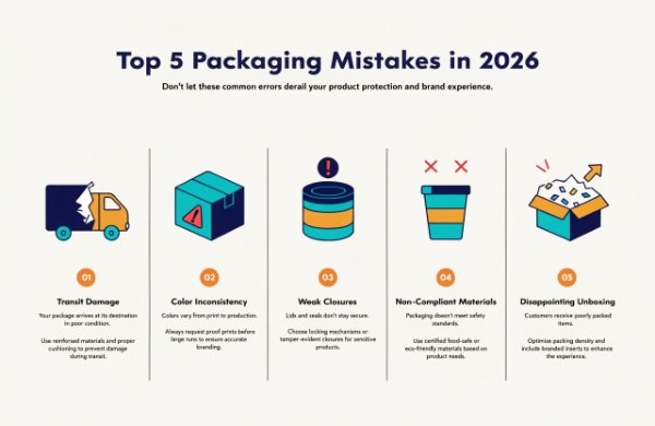 Visual breakdown of the 5 most common packaging mistakes that cost DTC brands thousands