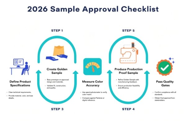 Clear checklist or workflow for proper sample approval to ensure consistency with mass production