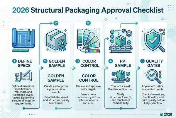 Clear professional checklist for ensuring sample-to-bulk consistency in structural packaging