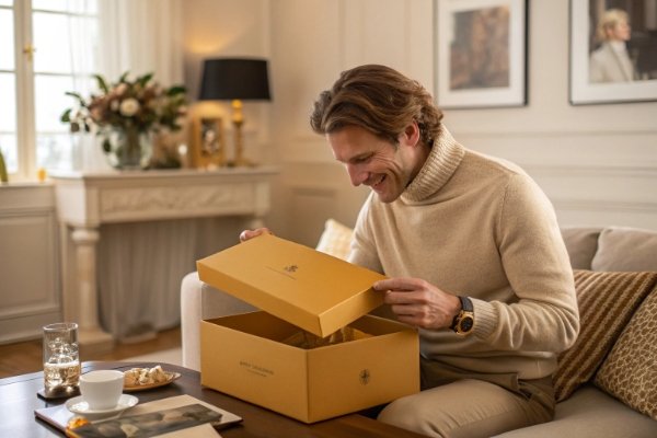 Happy customer enjoying a perfect premium unboxing with consistent high-quality packaging