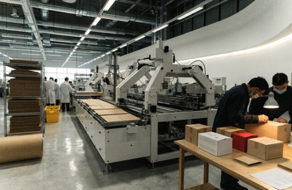 Behind-the-scenes view of premium sustainable paper box manufacturing