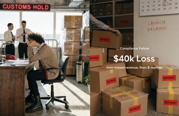 Visual breakdown of financial and operational costs from packaging non-compliance