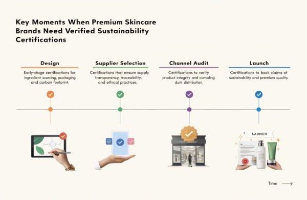 Timeline showing when brands need sustainability certifications during product launch