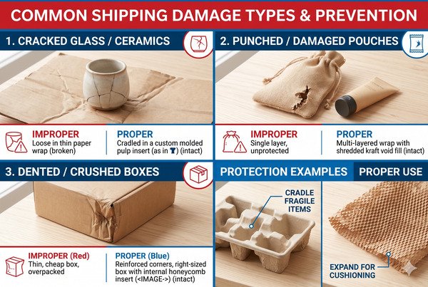 Common product damage types during shipping with protective packaging