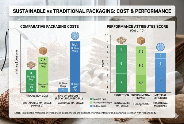 Cost and performance comparison between sustainable and traditional packaging materials