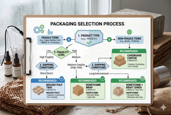 Decision flowchart for selecting protective packaging materials